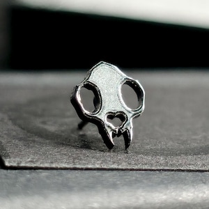 Black Cat Skull Silhouette Stud for Helix, Tragus, Conch + Nose Piercings | Flatback Stud Earring | Sold as Singles (Add two for a pair)