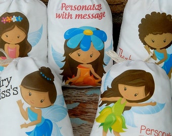 10 Fairy Woodland Favor bags African American Birthday great for Treats and gifts Personalized 6" X 8" Set of 10 bags per order