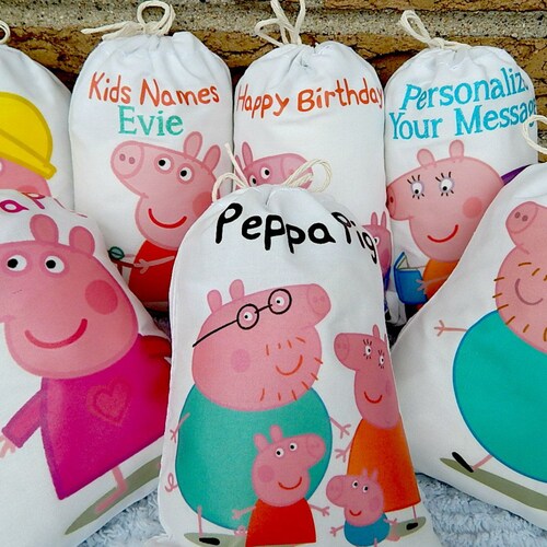 7 Peppa Pig Birthday Favor Bags Cartoon Party Bags Great for Etsy