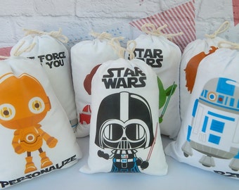 7 Star Wars Birthday Favor bags Great for Birthday's or School events can be personalized 6"x 8" size bags 7 bags per set