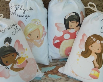 8 Woodland Fairy Favor Bags Baby Shower or Birthday Party Treat's or gift Can be personalized 6" X 8" set of 8 bags per order