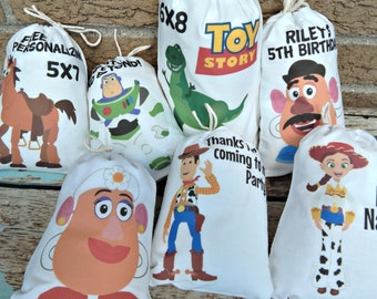 7 Toy Story Favor Bags Group 2 Birthday party bags Pixar movie Toy story Free personalizing 6" X 8" Set of 7 bags per order