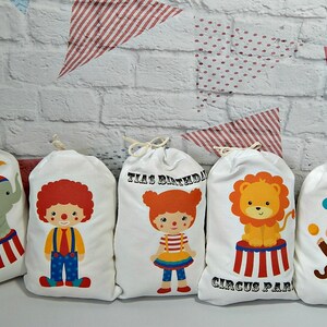 9 Circus Birthday Party Favor Bags Great for Treat or Gift Bags Personalized 6 X 8 Set of 9 bags per order image 3