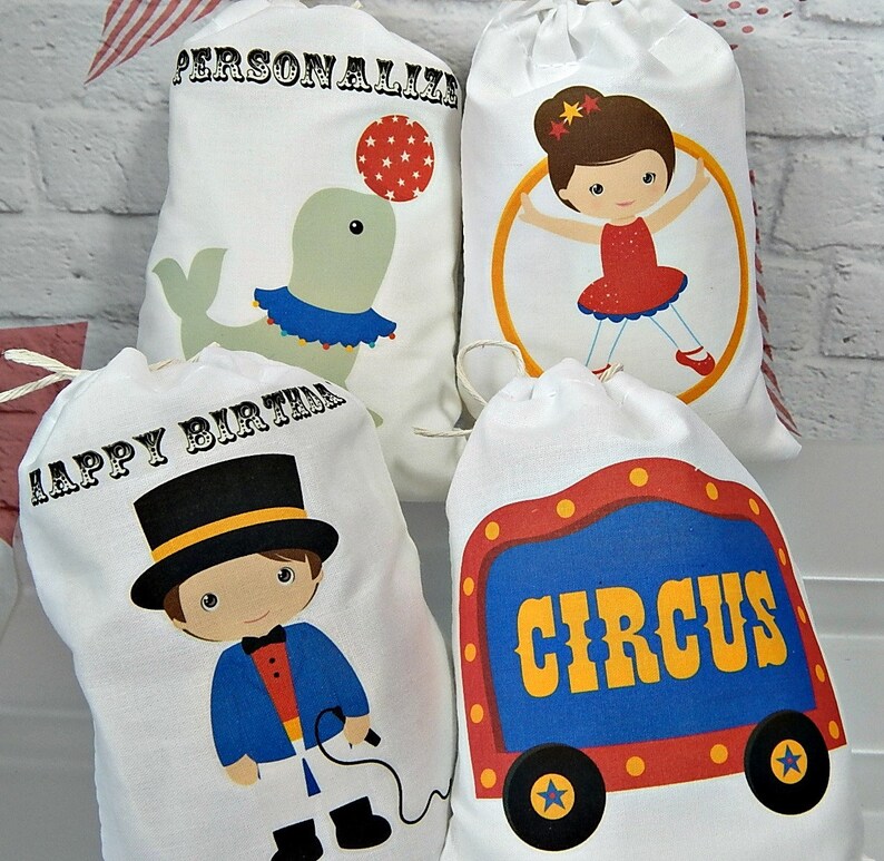 9 Circus Birthday Party Favor Bags Great for Treat or Gift Bags Personalized 6 X 8 Set of 9 bags per order image 4