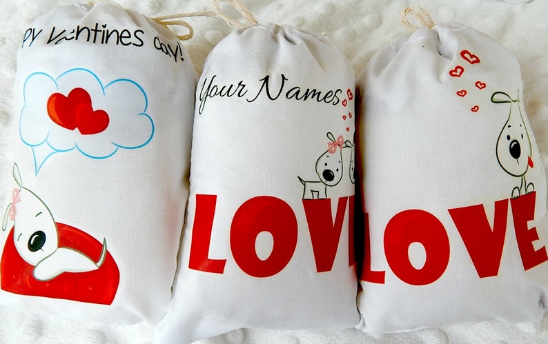 Wedding Favor Bags Loving Pup/'s Bridal shower great for Candy bag or gifts can be Personalized 5 X 7 or 6 X 8 Set of 6 bags per order