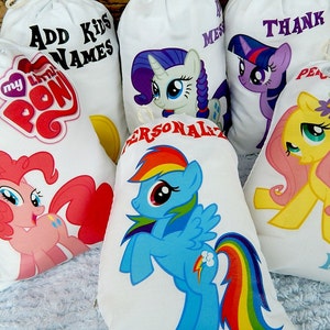 6 My Little Pony Birthday Party Favor bags Cartoon Characters Great for gifts or treats Can be Personalized 6" X 8" 6 bags per set
