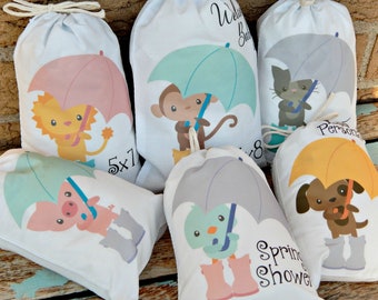 6 Baby Shower Favor Bags Baby animals Baby shower favors Can be personalized 6" X 8" Set of 6 bags per order