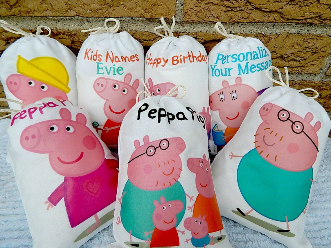 7 Peppa Pig Birthday Favor bags Cartoon Party Bags Great for Etsy