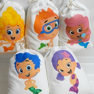 10 Bubble Guppies Favor Bags Birthday or School events for Treat's or gift Can be personalized Set of 10 bags per order 6 x 8 size bags image 1
