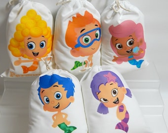 10 Bubble Guppies Favor Bags Birthday or School events for Treat's or gift Can be personalized Set of 10 bags per order 6" x 8" size bags