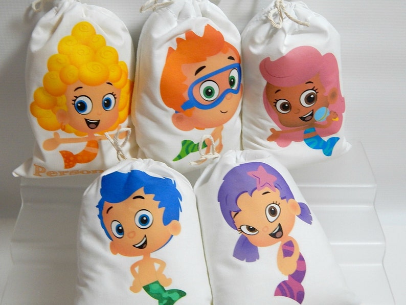 10 Bubble Guppies Favor Bags Birthday or School events for Treat's or gift Can be personalized Set of 10 bags per order 6 x 8 size bags image 1