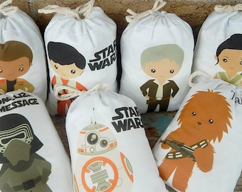 7 Birthday Favor bags Star wars Group 2 Great for treats or gifts can be Personalized 6" X 8"Set of 7 bags per order