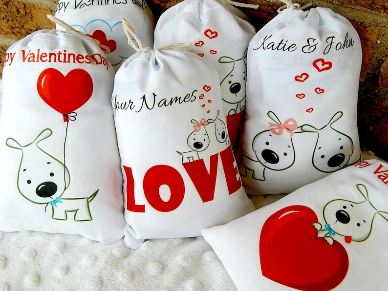 Wedding Favor Bags Loving Pup/'s Bridal shower great for Candy bag or gifts can be Personalized 5 X 7 or 6 X 8 Set of 6 bags per order