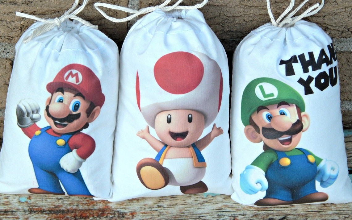 7 Super Mario Brothers Favor Bags Birthday Party Bags Mario | Etsy