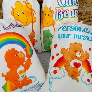 8 Care Bears Birthday Favor Bags Care bear's Group 2 for Treat's or gift's Can be personalized 6" X 8" Set of 8 bags per oder