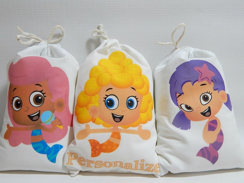 10 Bubble Guppies Favor Bags Birthday or School events for Treat's or gift Can be personalized Set of 10 bags per order 6 x 8 size bags image 3