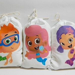 10 Bubble Guppies Favor Bags Birthday or School events for Treat's or gift Can be personalized Set of 10 bags per order 6 x 8 size bags image 2