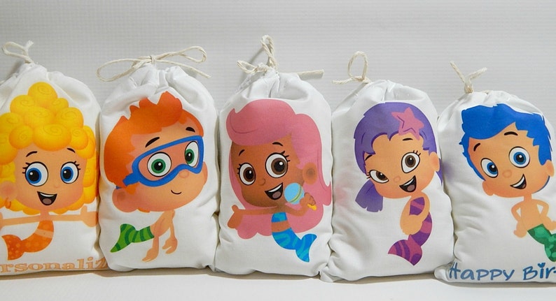 10 Bubble Guppies Favor Bags Birthday or School events for Treat's or gift Can be personalized Set of 10 bags per order 6 x 8 size bags image 2