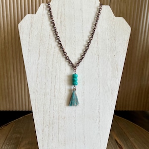 Beaded Tassel Necklace: 19-inch Chain