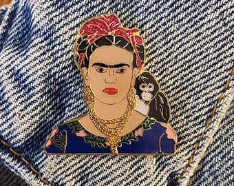 Artist Frida Enamel Pin with Monkey