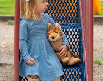 Blue Swiss Dot Knit Dress For Girls