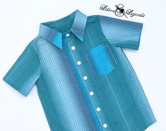 Blue Ombre Striped Shirt For Boys