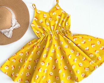 Yellow Floral Sundress For Girls