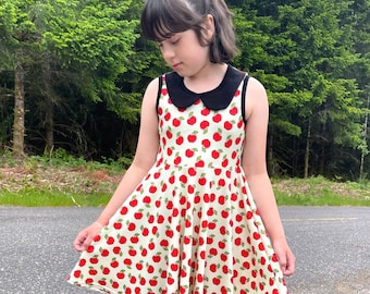 Apple Print School Dress For Girls
