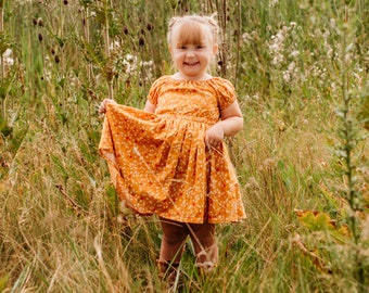 Girls Mustard Floral Dress - Autumn Outfit For Girls