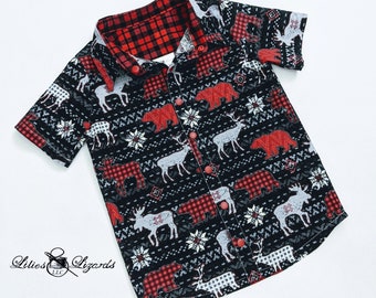 Christmas Shirt For Boys - Boy's Buffalo Plaid Shirt - Winter Shirt For Boys