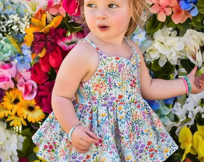 Featured listing image: Girls Floral Romper - Spring Outfit for Toddler Girl- Rainbow Baby