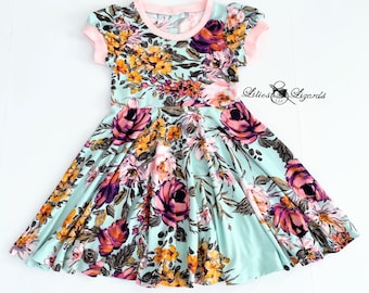 Floral Print Knit Dress For Girls