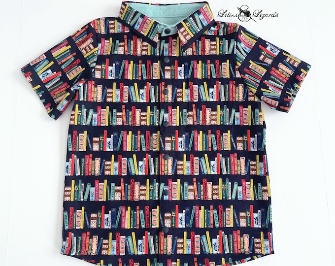 Featured listing image: Boys' Book Shirt - Collared Cotton Top - Kids Library Shirt