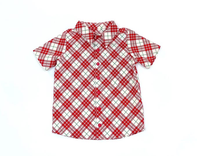 Featured listing image: Red Plaid Christmas Shirt: Boys Holiday Cotton Dress Shirt
