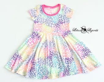 Neon Leopard Print Dress For Girls