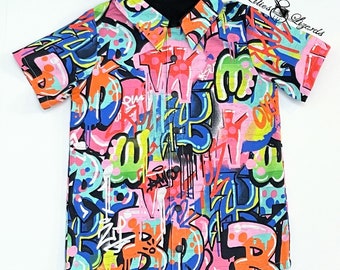 Neon Graffiti Paint Boys Shirt