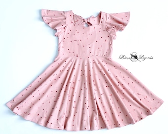 Girls Pink Heart Dress | Ribbed Knit Valentine Dress