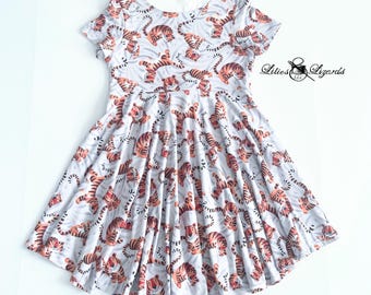 Tiger Print T-Shirt Dress For Girls