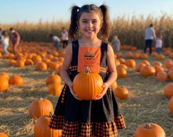 Fall Pumpkin Dress For Girls - Embroidered Thanksgiving Outfit