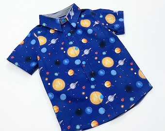 Boys' Space Shirt: Cotton Planet Shirt