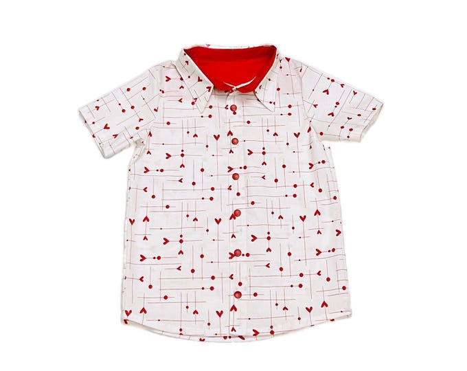 Featured listing image: Boys Valentine's Shirt - Hearts And Arrows Cotton Top
