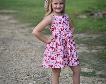 Girls Strawberry Gingham Summer Dress