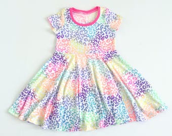 Neon Leopard Print Dress For Girls