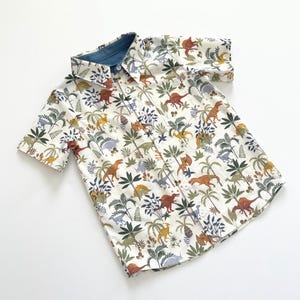 Camisa de niño con botones y estampado de dinosaurios