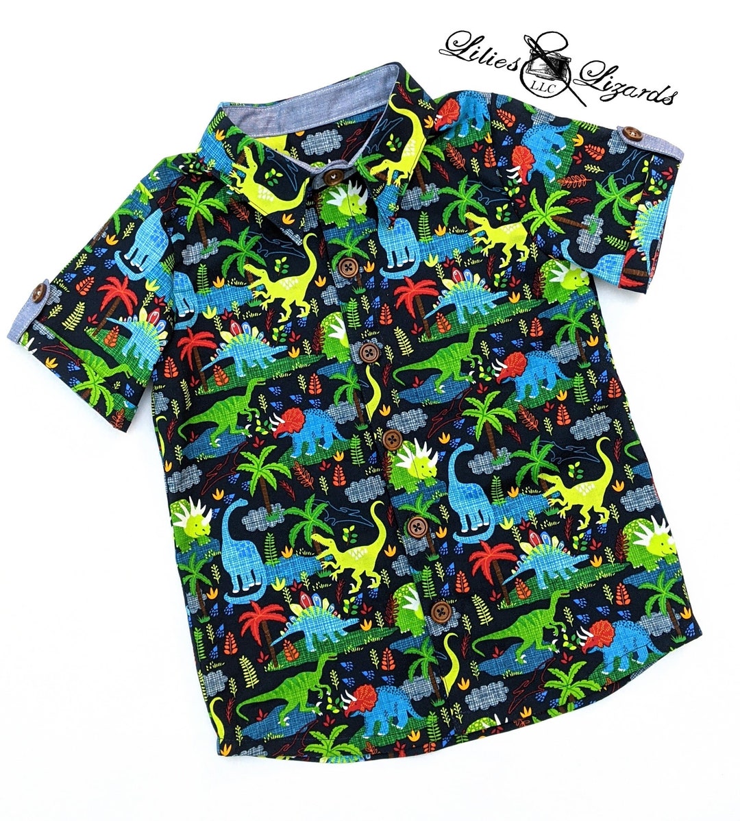 Boy's Dinosaur Shirt Dino Button Down Shirt Dress Shirt Etsy