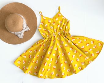 Yellow Floral Sundress For Girls