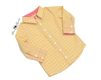 Yellow Plaid Button-Down Shirt for Boys