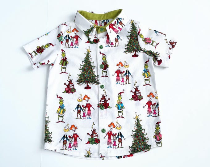 Featured listing image: Boys Christmas Shirt - Christmas Character Top - Mean One