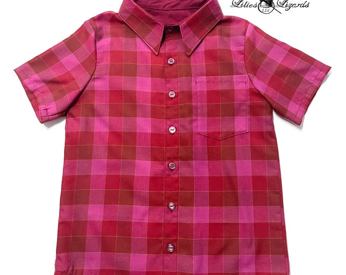 Featured listing image: Boy's Valentine's Day Shirt - Short Sleeve Plaid Button-Down
