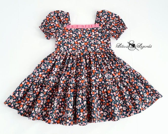 Featured listing image: Floral Puff Sleeve Dress For Girls | Vintage Inspired Girls Fall Dress
